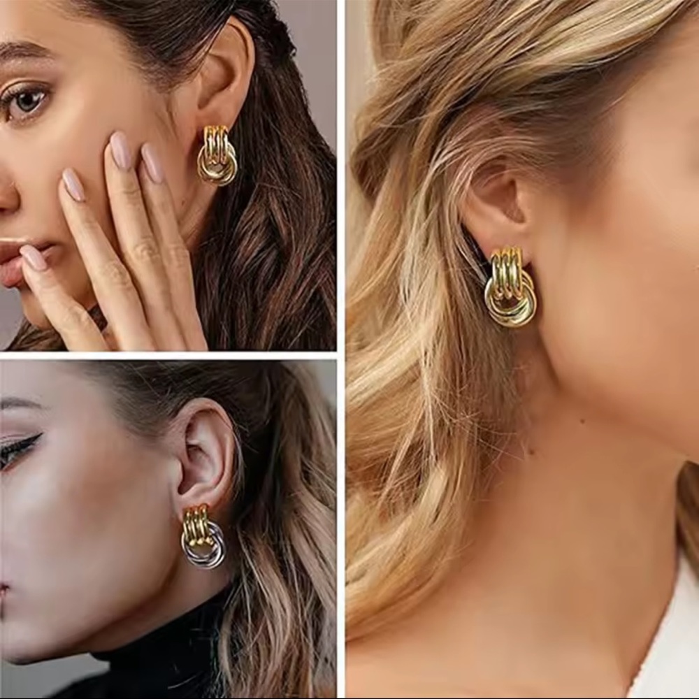 Chunky hoop earrings High-quality gold plated - Picture 5 of 14